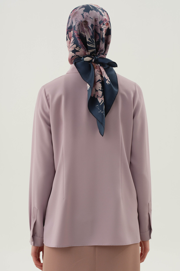 Basic Gizli Patlı Gömlek - Lila - 5