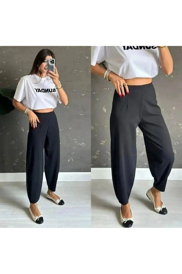 YÜKSEK BEL KREP PANTALON - 1