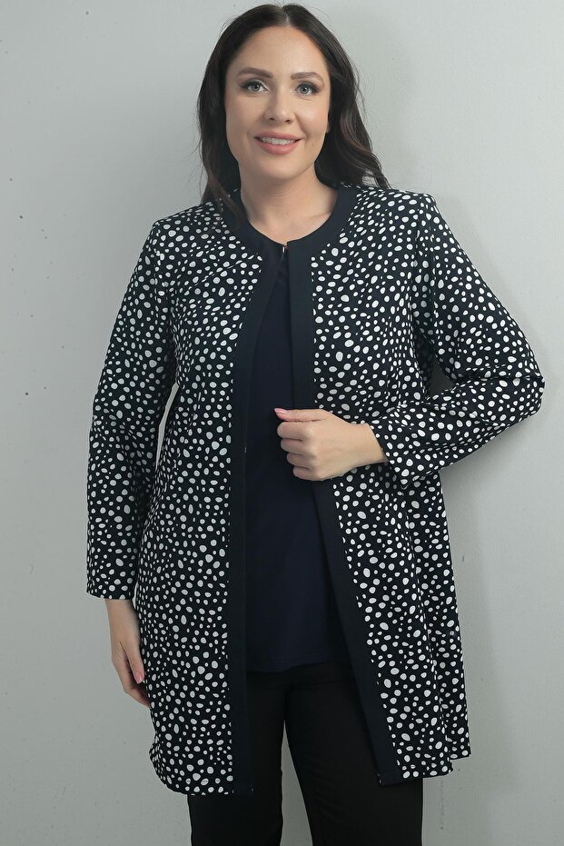 Leopard Pattern Collar Brooch Double Plus Size Suit - 3