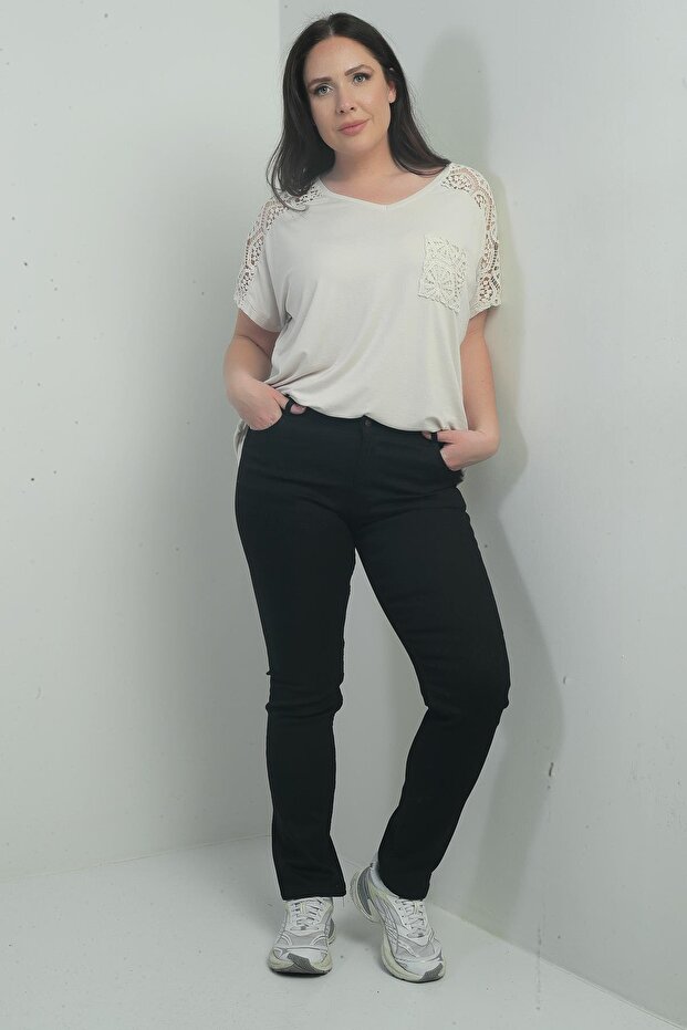 Women's High Waist Tube Leg Large Size Lycra Jeans