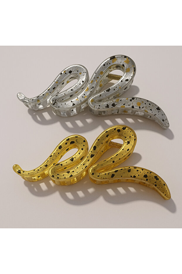 Yellow Gray Set of 2 Snake Shaped Buckles