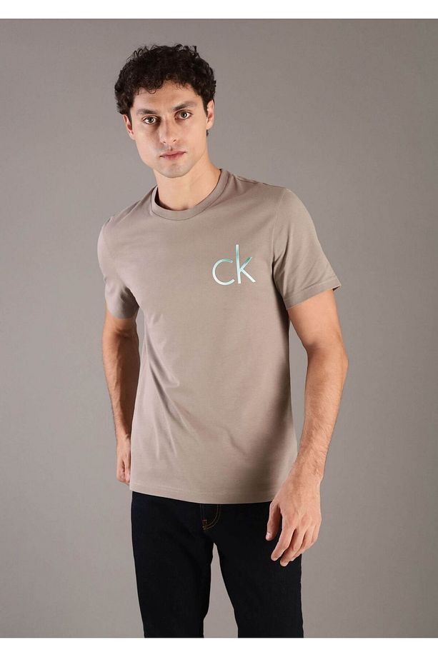 Erkek Bisiklet Yaka Kısa Kol Regular Fit Pamuıklu Bej T-Shirt K10K114146-PA0 - 1
