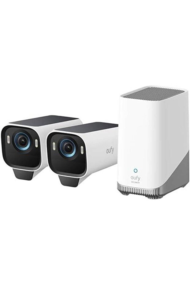 مجموعة eufyCam S 3 Pro 2-Cam - كاميرا مراقبة خارجية لاسلكية تعمل بالطاقة الشمسية