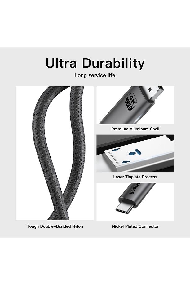 Type C To Displayport 1.4 Görüntü Aktarma Kablosu Thunderbolt Uyumlu 4K@60Hz 2 Metre - 4