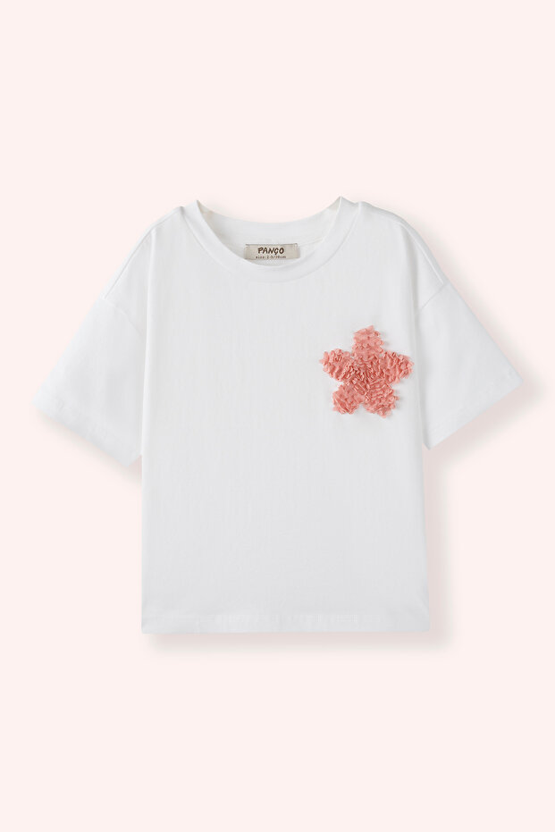 Baby Girl Embroidery Detailed White T-Shirt