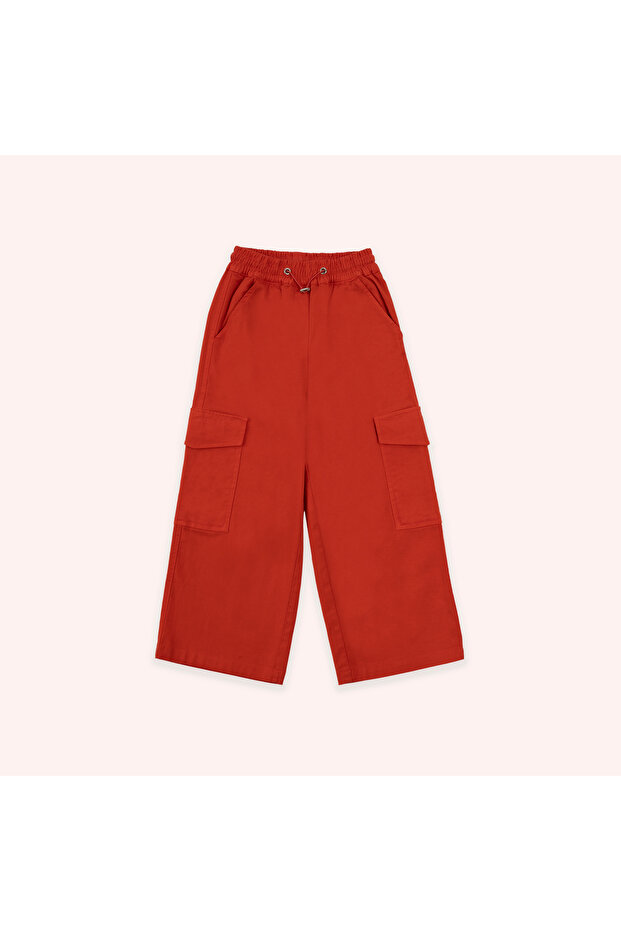Girl's High Waist Cargo Pomegranate Pants