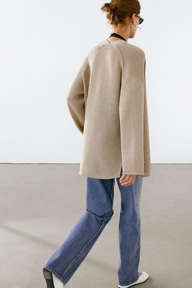 Oversize ince triko hırka - 5