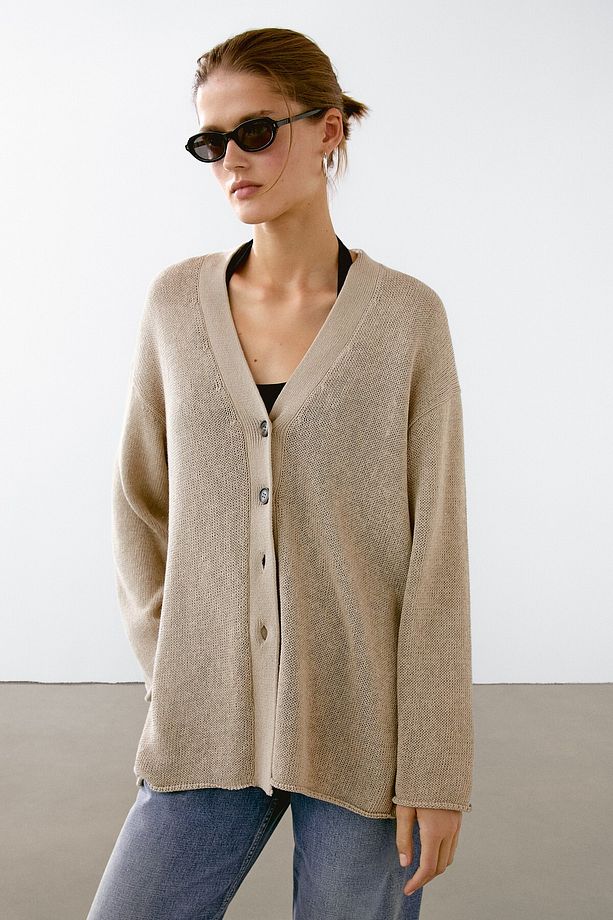 Oversize ince triko hırka - 4
