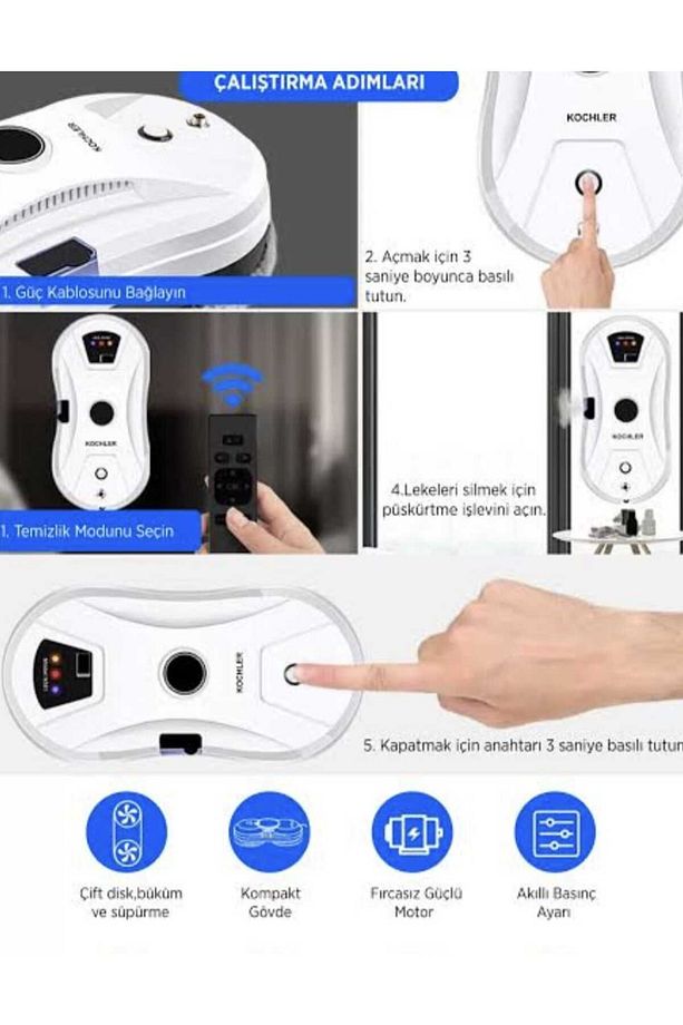 Akıllı Cam Silme Robotu - Vakumlu Cam Silme - Cam Temizleme Robotu - 3