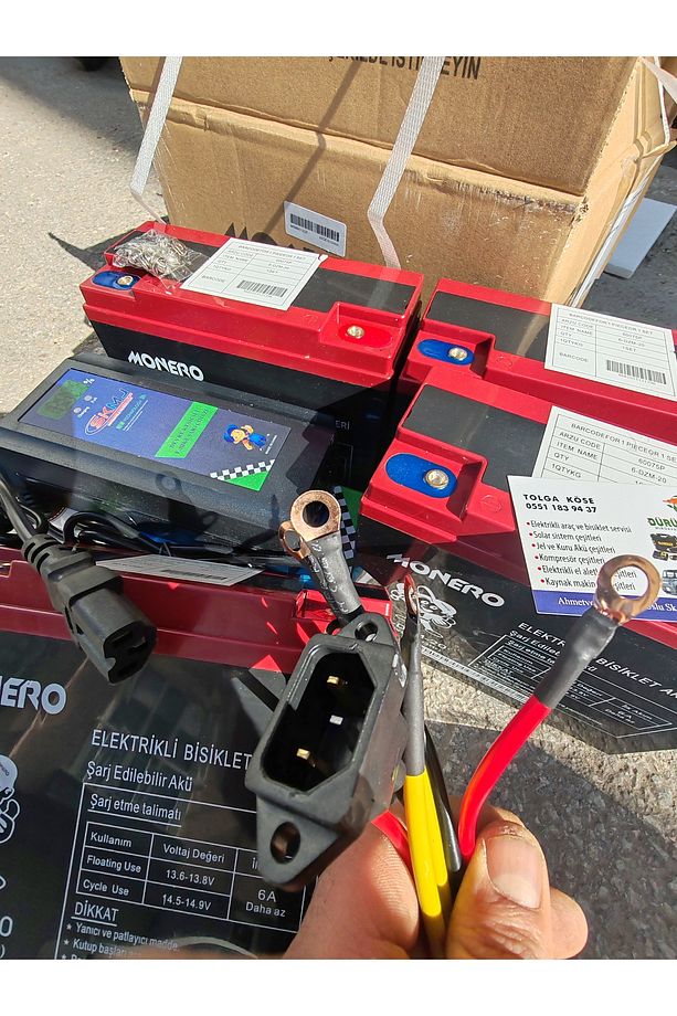 6 aklü elektirikli motor akü ve şarz seti kablolar dahil montaj destegi vardır 72volt 20 AH modelere - 4