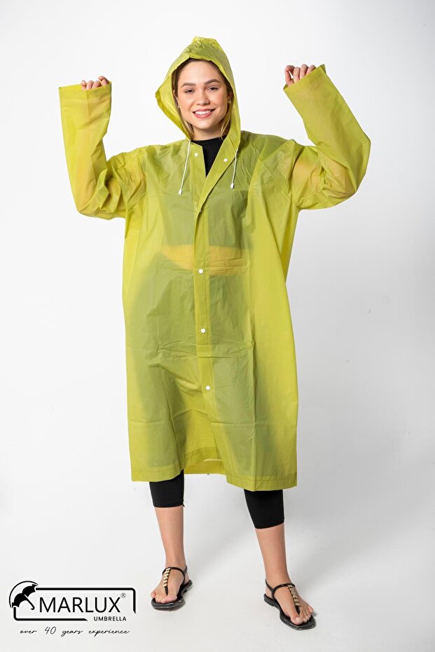 Women Men Raincoat Hooded Snap Fastener Eva Khaki Raincoat M21Mrc881R06