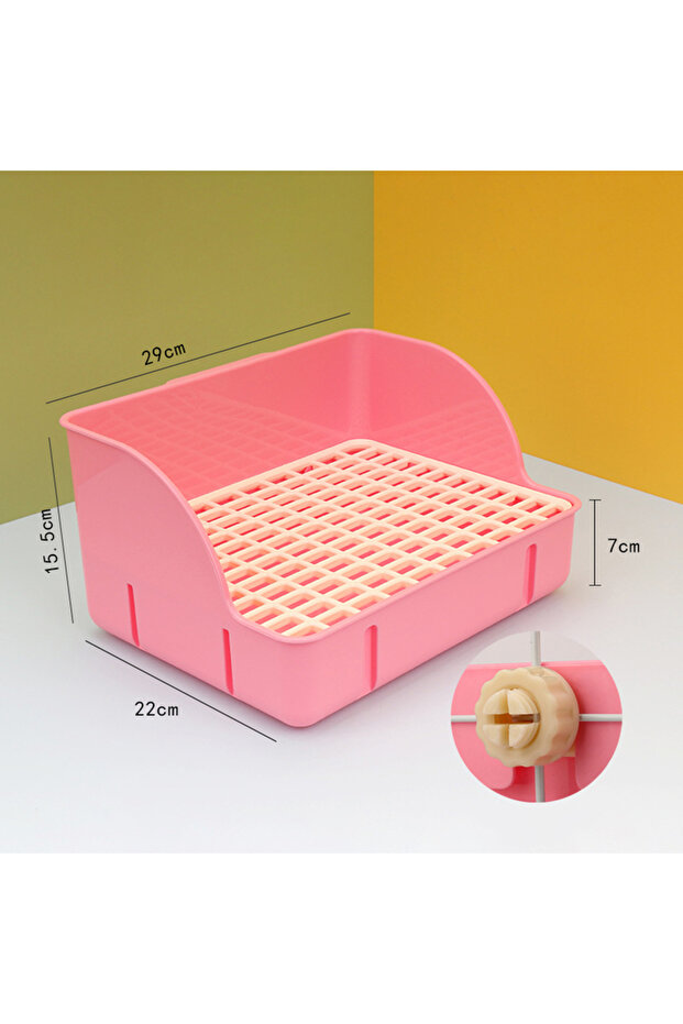 Pink Rabbit Litter Box Pee Pan Tray Pet Toilet Corner Toilet Box Litter Pan Bunny Trainer for Small