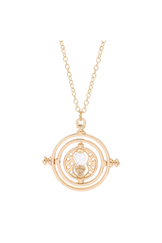 Gold New Harried Time Necklace Timer Hourglass 360 Rotatable Potters Cosplay Props Astronomical Time