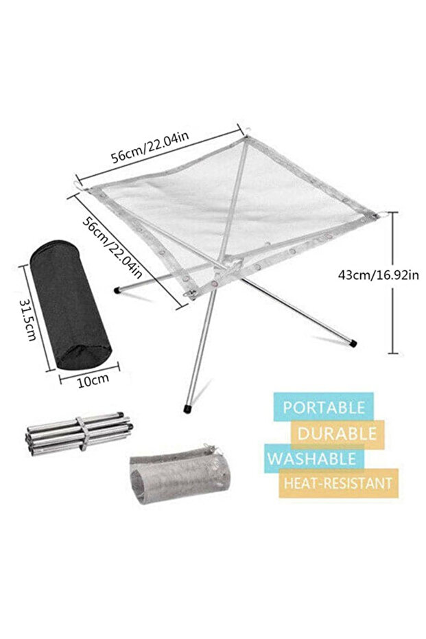 L Outdoor BBQ Bonfire Rack Portable Camping Fire Pit Grill Stainless Steel Mesh Fire Pit Wood Stove.