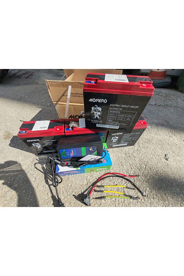 4 aklü elektirikli motor akü ve şarz seti kablolar dahil montaj destegi vardır 48 vlt 20 ah modelere - 2