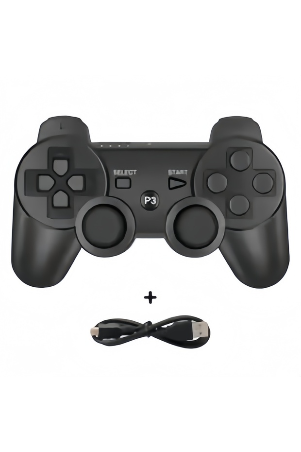 Black Wireless Bluetooth Gamepad for PS3 - SIXAXIS Motion Controller with USB Charging Cable, Compat - 1
