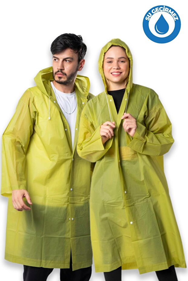 By Marine Kadın Erkek Yağmurluk Kapüşonlu Çıtçıtlı Eva Haki Yağmurluk BYMMRC881R06