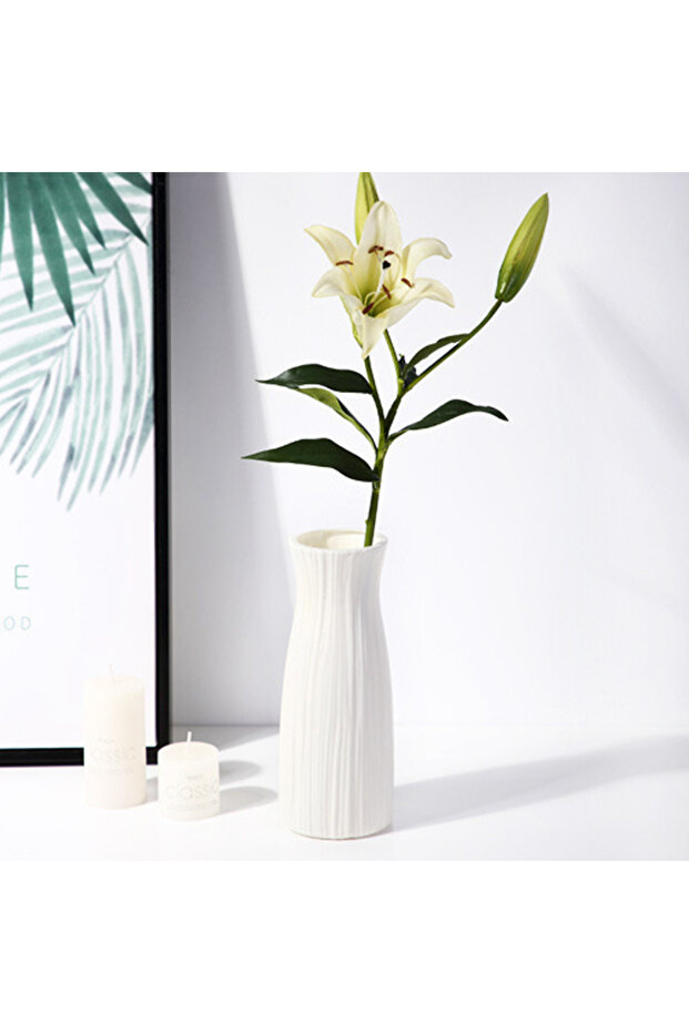 White-A-S 1pc Nordic Plastic Vase Simple Small Fresh Flower Pot Storage Bottle for Flowers Living Ro