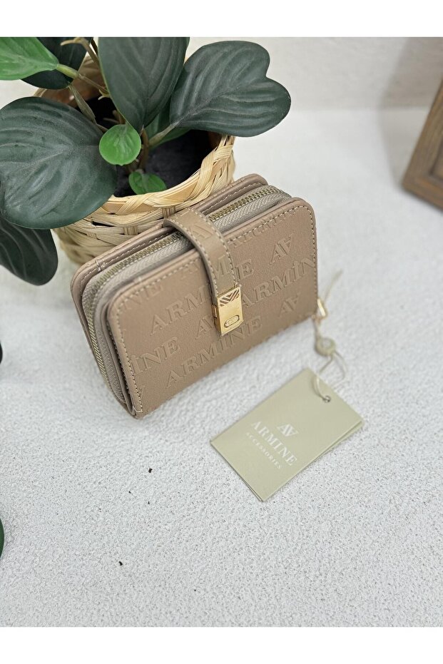 Modern dizájnú női pénztárca, nyérc színű - 3