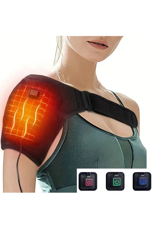 Black USB Electric Heating Amr Heated Shoulder Brace Wrap Shoulder Massage Support Belt Strap for Ar