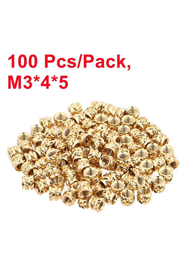 100 قطعة M3x4x5 100 قطعة M3 صامولة إدراج حرارية ملولبة من النحاس المموج M3X4X5 للطابعة ثلاثية الأبعاد Voro