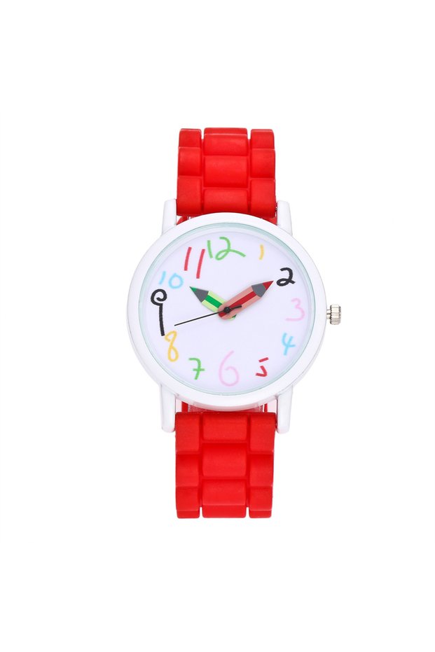 red Women Watch Fashion Simple Pencil Design Digital Quartz Watches Casual Jelly Multicolour Silicon