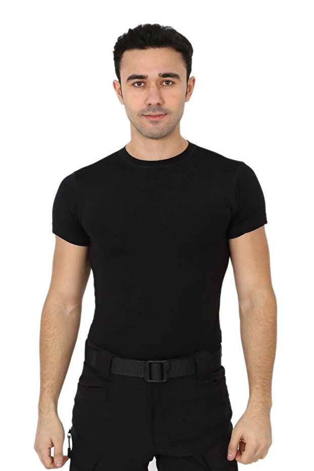 Men's Black Microfiber T-Shirt Short Sleeve Micro Sports Outdoor T Shirt
