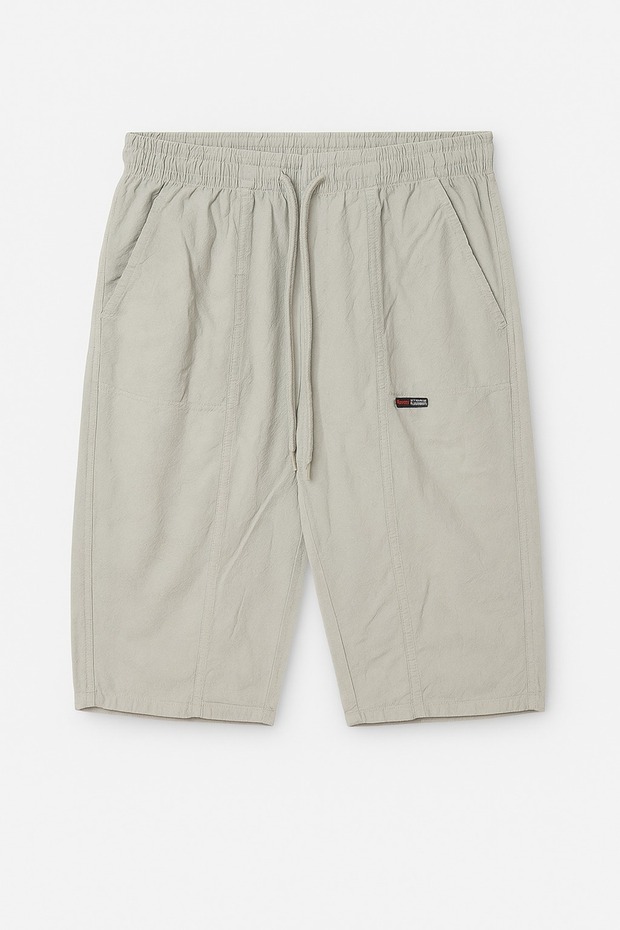 Men's Cotton Raw Cloth Capri – High Waist, Elastic Waist, Comfortable Fit Summer Shorts