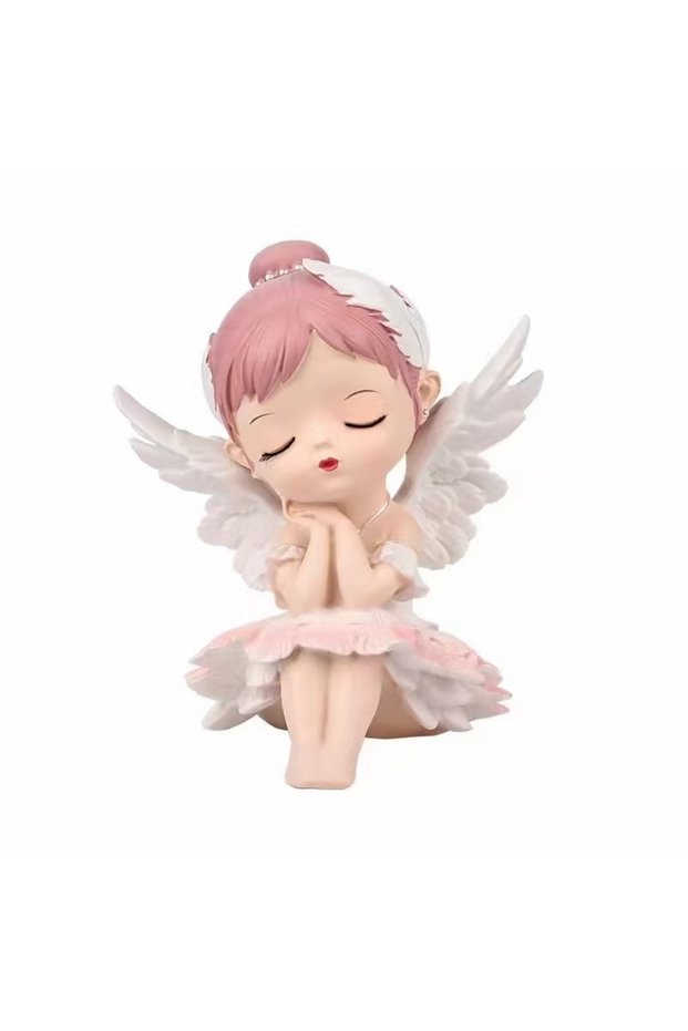 Pink Cartoon Girl Figurines Ballerina Angel Statue Cute Decorative Desktop Decor Miniatures Ballet G