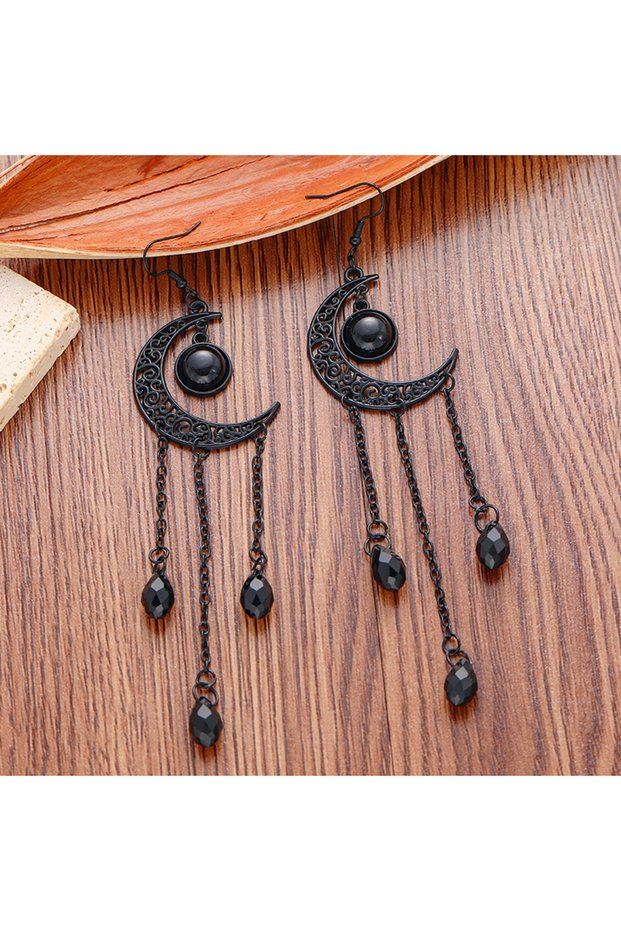 WA4076-1 Vintage Gothic Vampire Witch Black Moon Earrings for Women 2023 New Creative Halloween Part