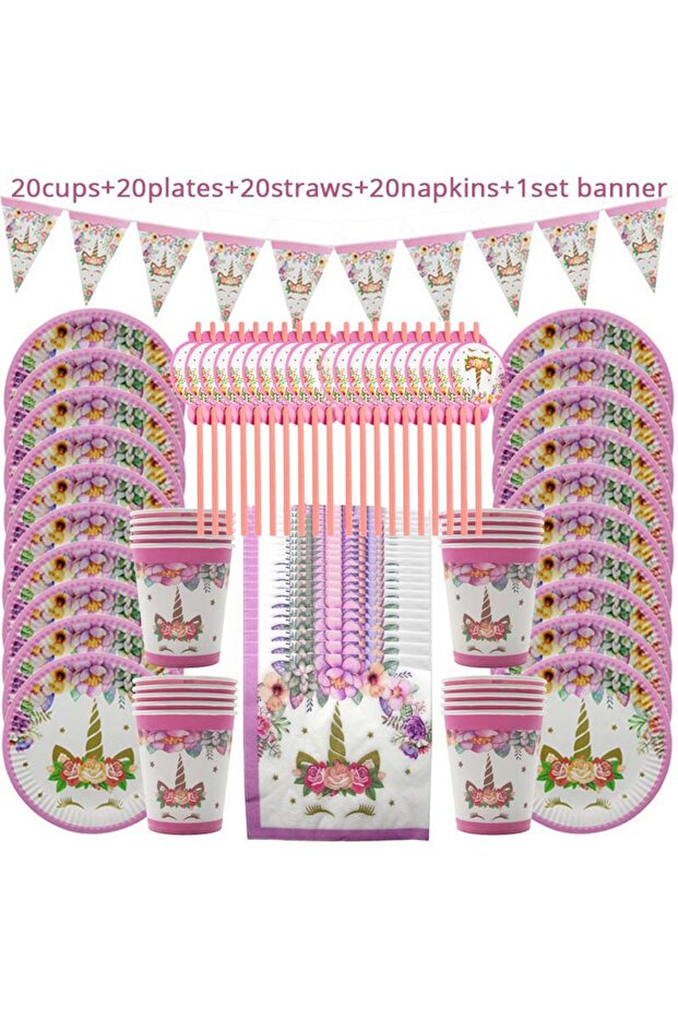 81pcs Tableware 81pcs Unicorn Party Supplies Unicorn Tableware Set Unicorni Paper Cup Plate Napkins