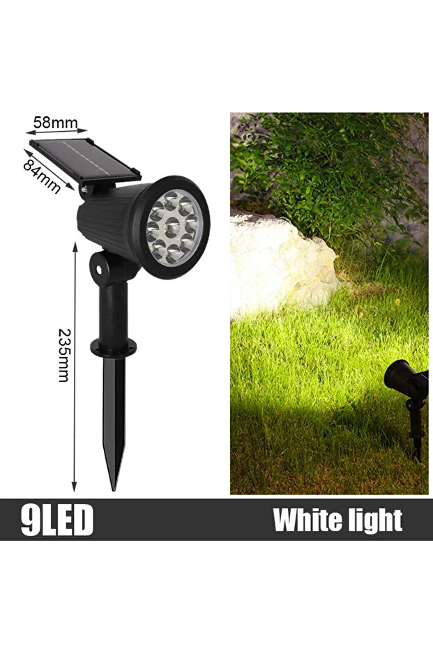 White Light 9 LED Solar Spot Lights Outdoor RGB Solar Landscape Lights IP65 Waterproof Brightness Ad