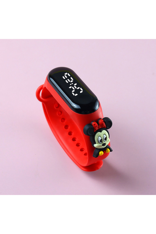 White hong qmn Fashion Mickey Children Watches For Girls Electronic Bracelet Sports Touch LED Spider