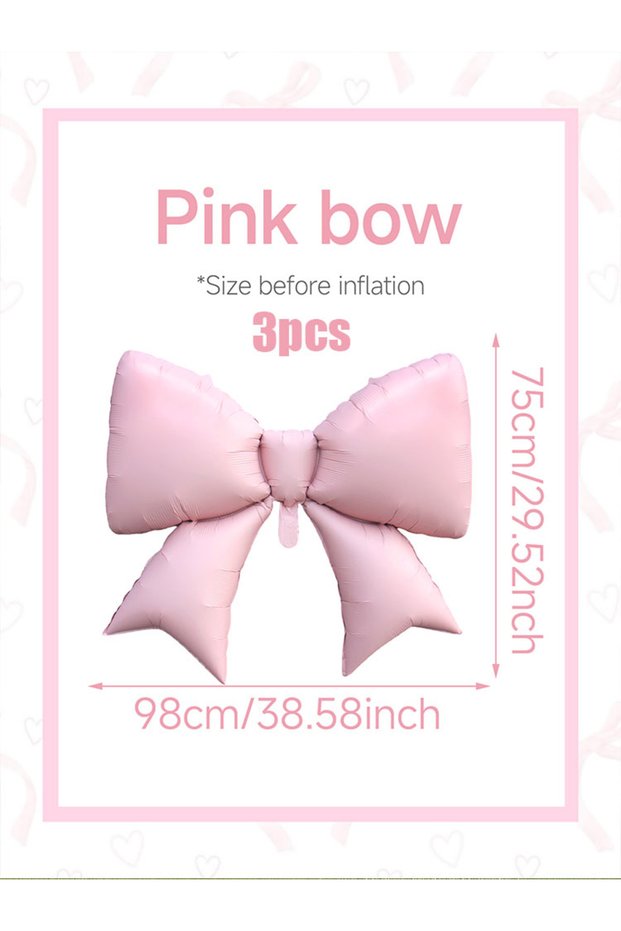 Bow Other Bow 3pcs Large Pink Bow Aluminum Film Balloons for Baby Shower Girl Gender Reveal Birthday