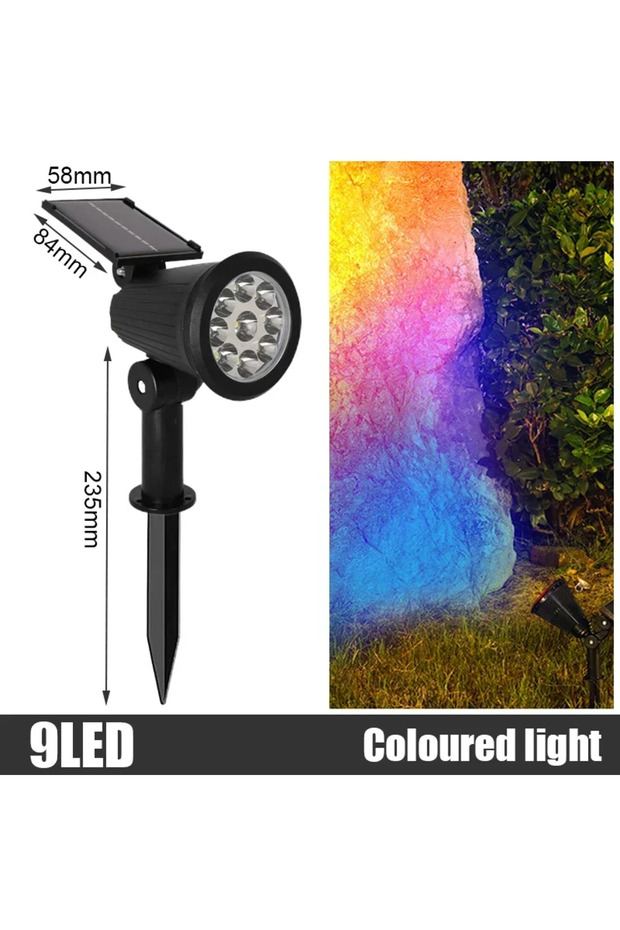 RGB Light 9 LED Solar Spot Lights Outdoor RGB Solar Landscape Lights IP65 Waterproof Brightness Adju