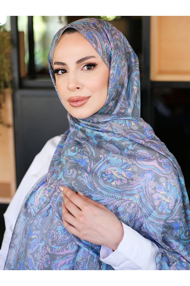 Flora Desen Hint Pamuk Şal - 1