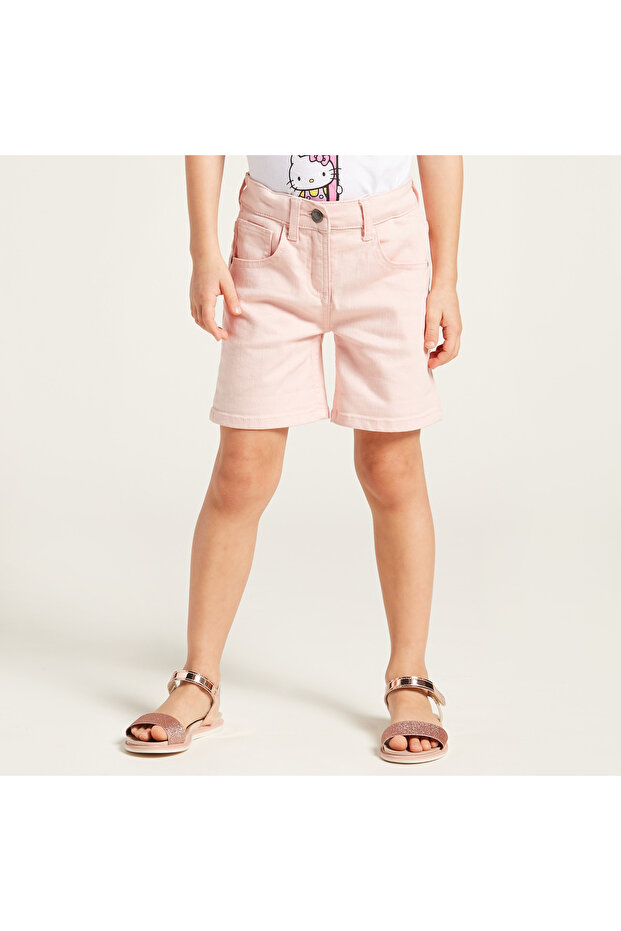 شورت سادة مع جيوب وأزرار للإغلاق - 1