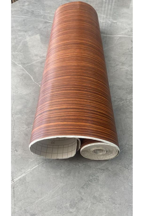 45cm x 10 Metre 1 Rulo Folyo Yapışkanlı Kestane Ahşap Görünümlü Mutfak Duvar Kaplama Folyosu Kağıdı - 6