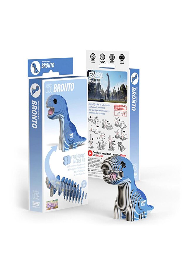 3D Brontosaurus Puzzle – Fun Dinosaur DIY Kit for Kids, Eco-Friendly Cardboard Model
