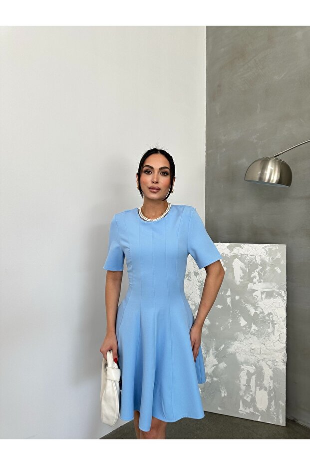 Kadın Oval Yaka Elbise - 2
