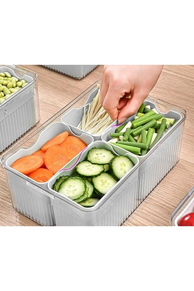 صندوق تخزين للثلاجة مكون من 4 أقسام - 2