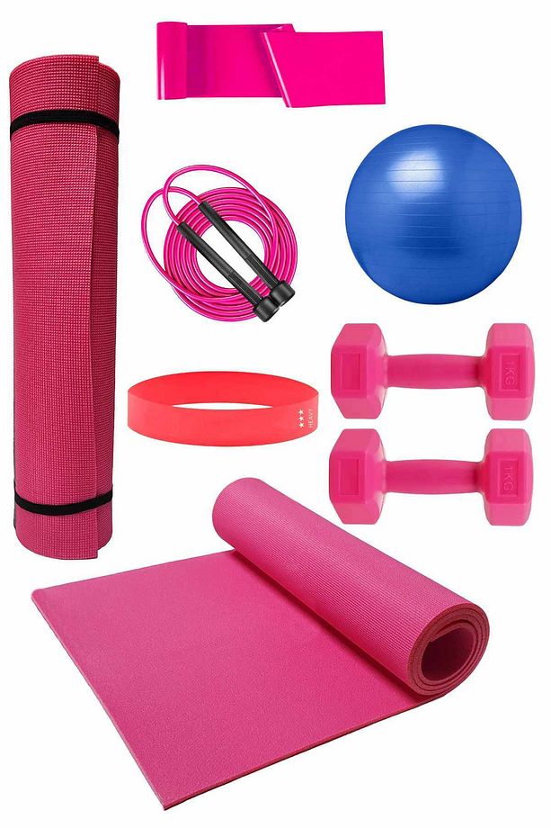 Pilates Minderi 20 cm Pilates Topu LOOP Band Direnç Lastiği Atlama İpi  Dambıl Seti Pilates Seti - 1