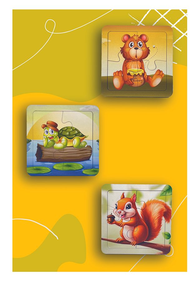 Ahşap 4 Parçalı 3 Set Çocuk Puzzle Set4 - 2