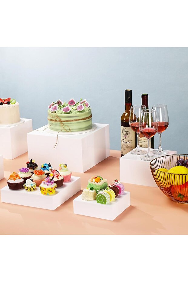 6 Pack Acrylic Display Boxes Cube Riser, Food Display Stands for Party Buffet Risers - 2