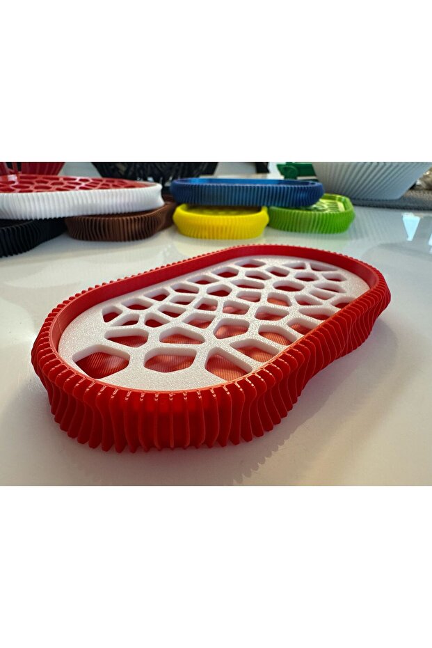 3D Soap Dish, Wave Model, Red / White - 4