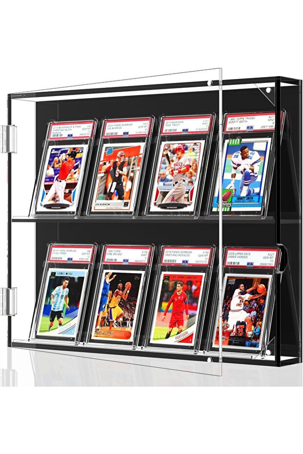Acrylic Baseball Card Display Case, 8 Graded Card Display Frame Wall Mount with UV Protection