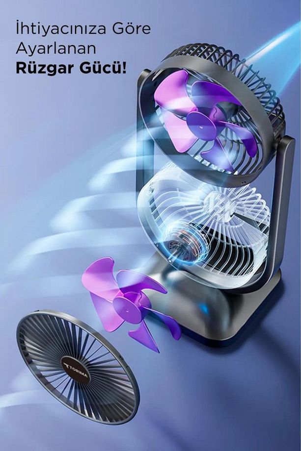 Mini Fan Taşınabilir Çift Başlıklı Sessiz Vantilatör Type-C Girişli 3 Kademeli masa fanı - 3