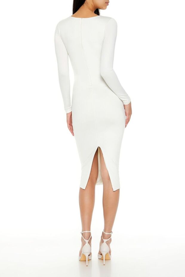 Kare Yaka Midi Elbise - 5