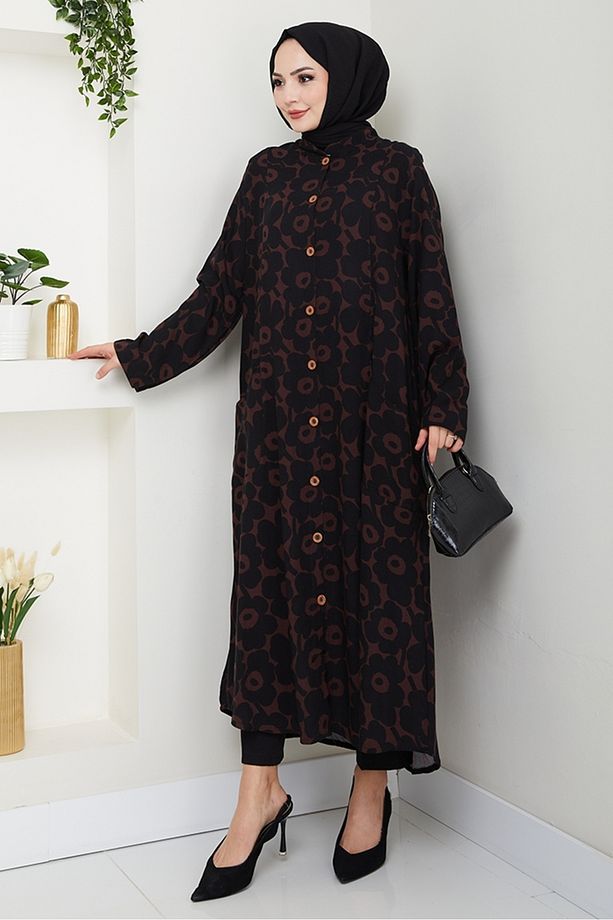 Cepli Dokuma Viskon Tunik 1505 - Kahve - 6