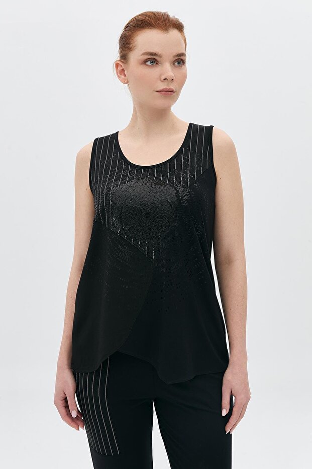 Payet Üzeri Baskılı Çizgili Atlet - 2